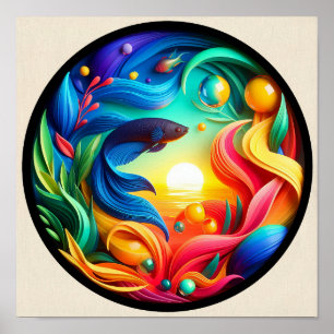 Póster Un cartel abstracto moderno con tema de naturaleza