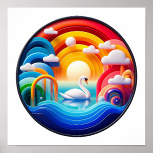 Póster Un cartel abstracto moderno con tema de naturaleza