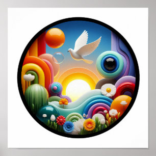 Póster Un cartel abstracto moderno con tema de naturaleza