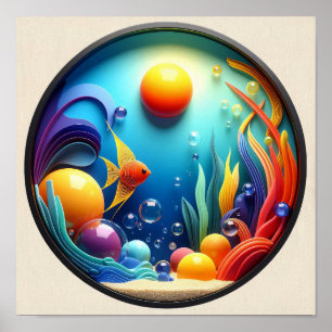 Póster Un cartel abstracto moderno con tema de naturaleza