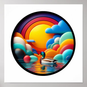 Póster Un cartel abstracto moderno con tema de naturaleza