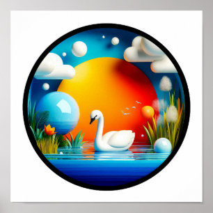 Póster Un cartel abstracto moderno con tema de naturaleza