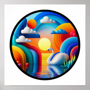 Póster Un cartel abstracto moderno con tema de naturaleza