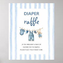 Un cartel azul Jean Baby Diaper Raffle