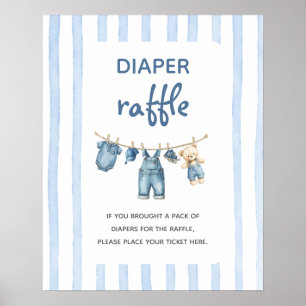 Póster Un cartel azul Jean Baby Diaper Raffle