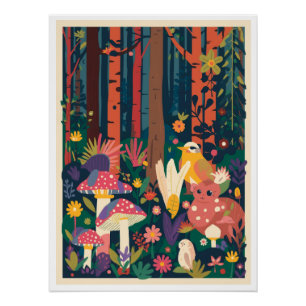 Póster Un cartel brillante del bosque