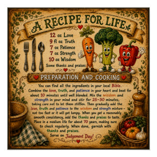 Póster Un cartel cristiano inspirador de receta para la v
