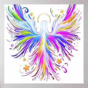 Póster Un cartel de ángel abstracto ligero y aireado