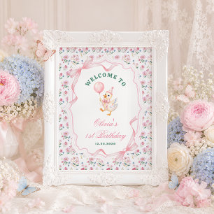 Póster Un cartel de bienvenida para el primer cumpleaños