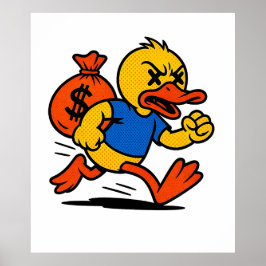 Póster Un cartel de un ladrón pato al estilo POP ART