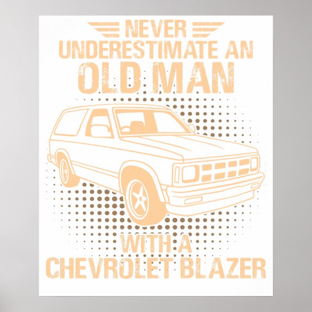 Póster Un Chevrolet Blazer 1989 de un anciano (Frente)