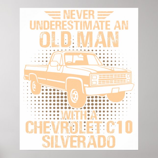 Póster Un Chevrolet C10 Silverado 1987 de un anciano (Frente)