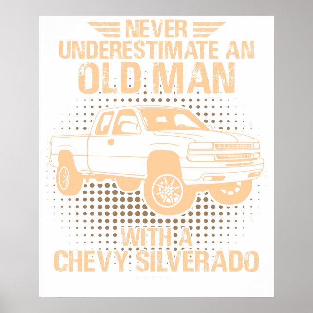 Póster Un Chevrolet Silverado 2000 de un viejo hombre (Frente)