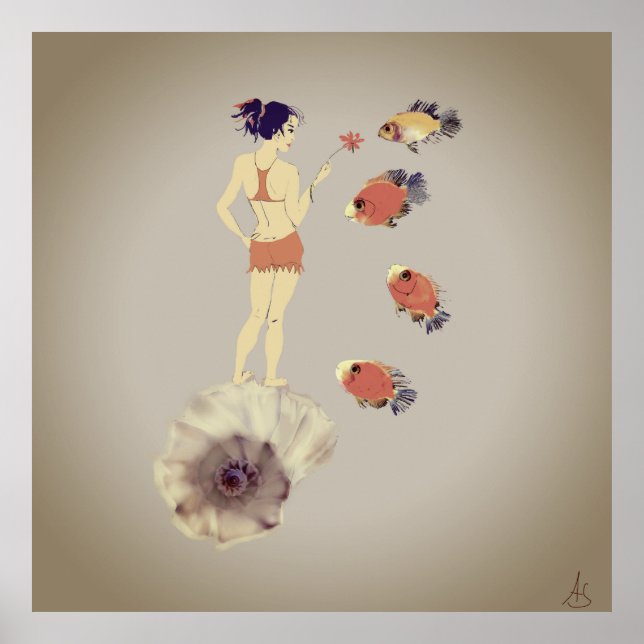 Póster Un chica con una flor (Frente)