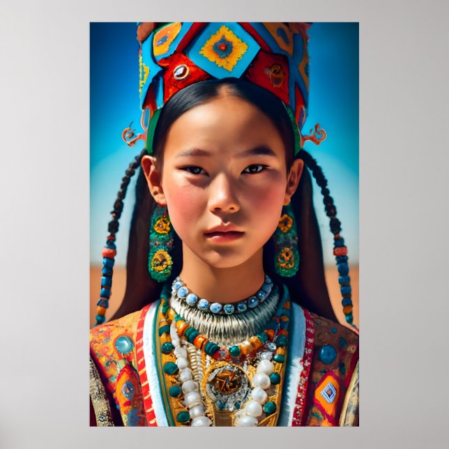 Póster Un chica de aldea del norte de China, decorado (Frente)