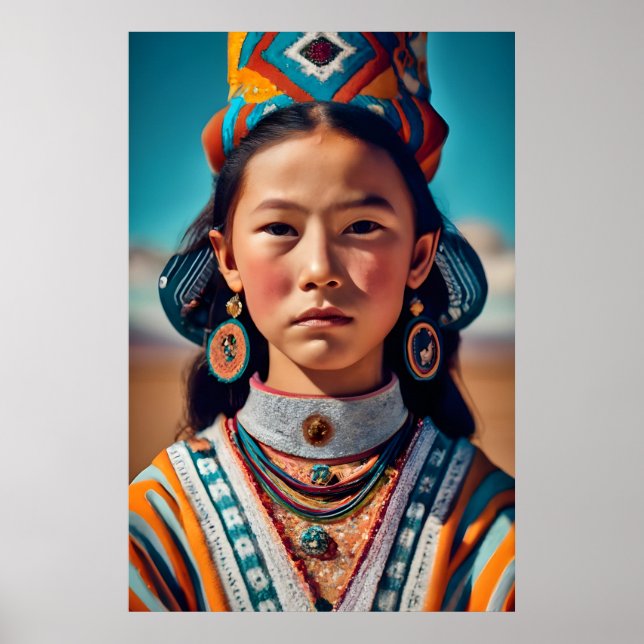 Póster Un chica de la China mongola (Frente)