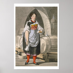 Póster Un chica de porción en un mesón cerca de