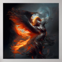 Un Chica demoníaco volando en el cielo