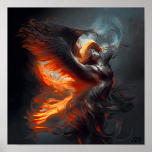 Póster Un Chica demoníaco volando en el cielo