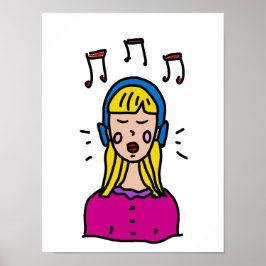 Póster Un chica está escuchando música