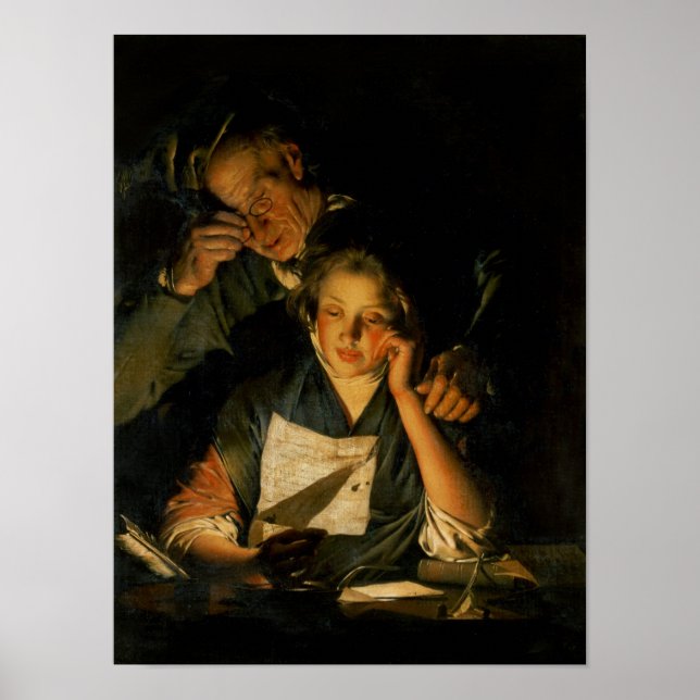 Póster Un Chica leyendo una carta (Frente)