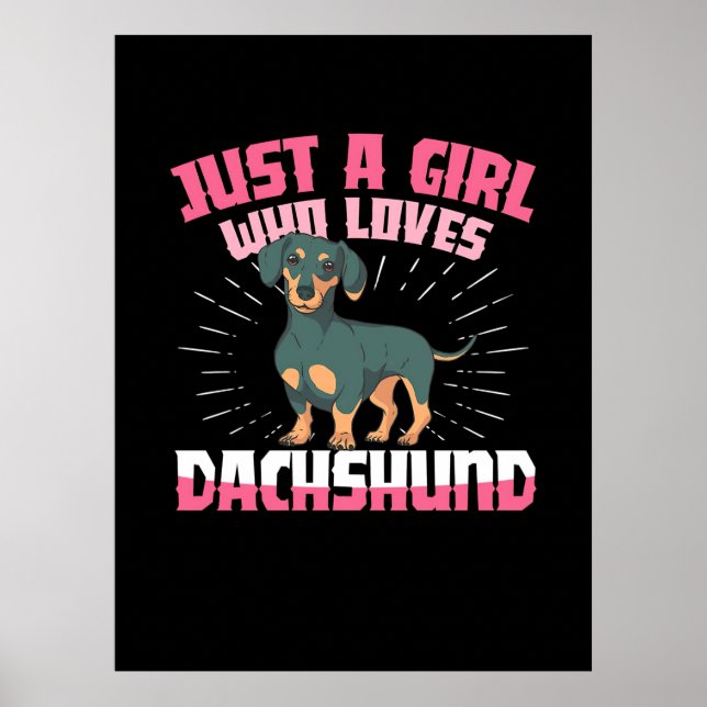 Póster Un Chica que ama a Dachshund (Frente)