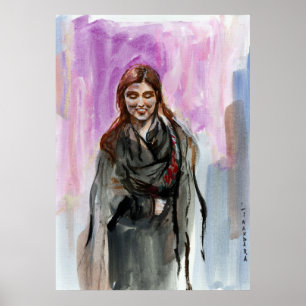 Póster Un Chica sonriente en negro