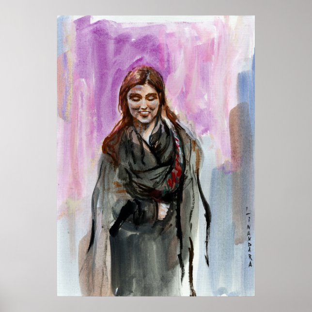 Póster Un Chica sonriente en negro (Frente)