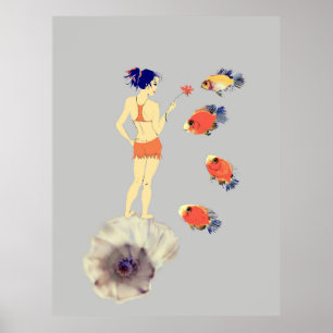 Póster Un chica y un pescado