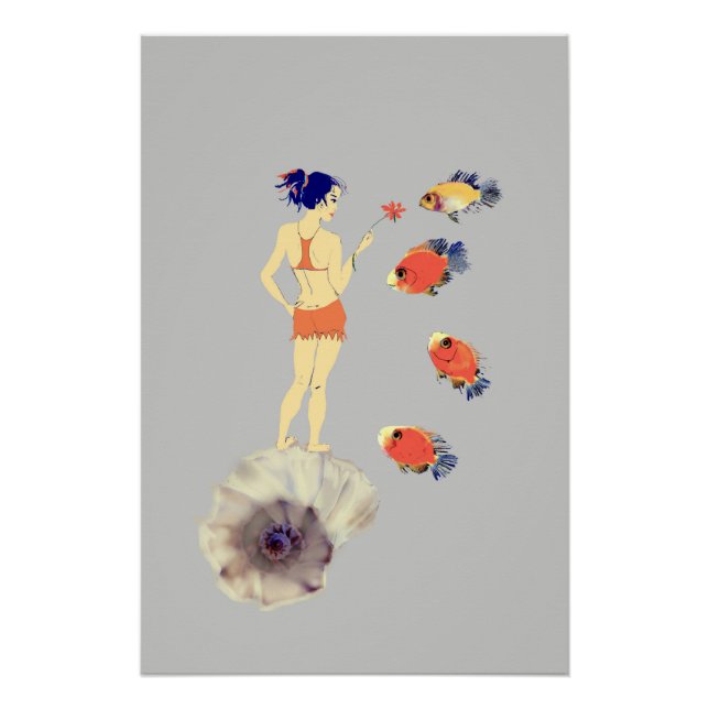 Póster Un chica y un pescado (Anverso)