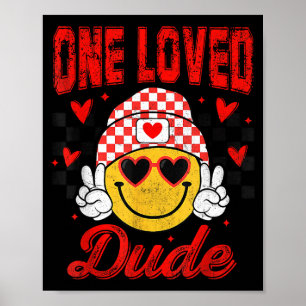 Póster Un chico amado corazón a cuadros día de San Valent