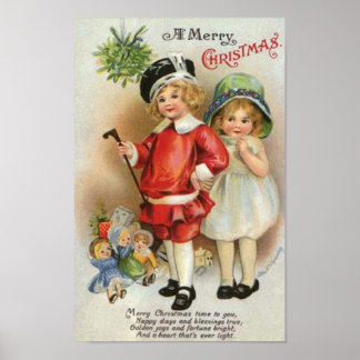 Póster Un chico navideño feliz y una carta de Chica