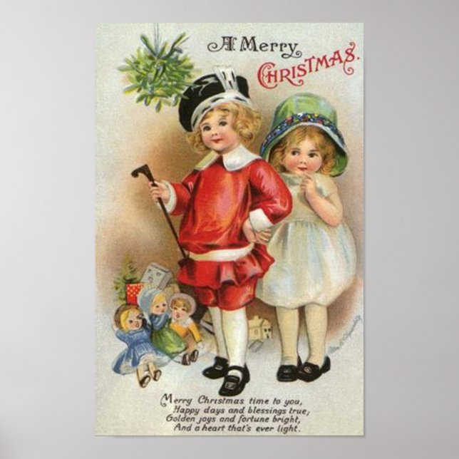Póster Un chico navideño feliz y una carta de Chica (Frente)