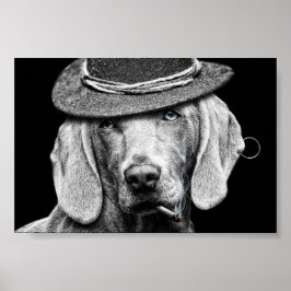 Póster Un chien chic dans un chapeau punk.