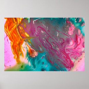 Póster Un cierre de colorido aceite abstracto pintado de 