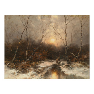Póster Un ciervo en un bosque a la luz de la luna - Désir