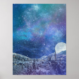 Póster Un claro Poster nocturno de invierno