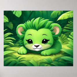 Póster Un club de leones verde en la jungla