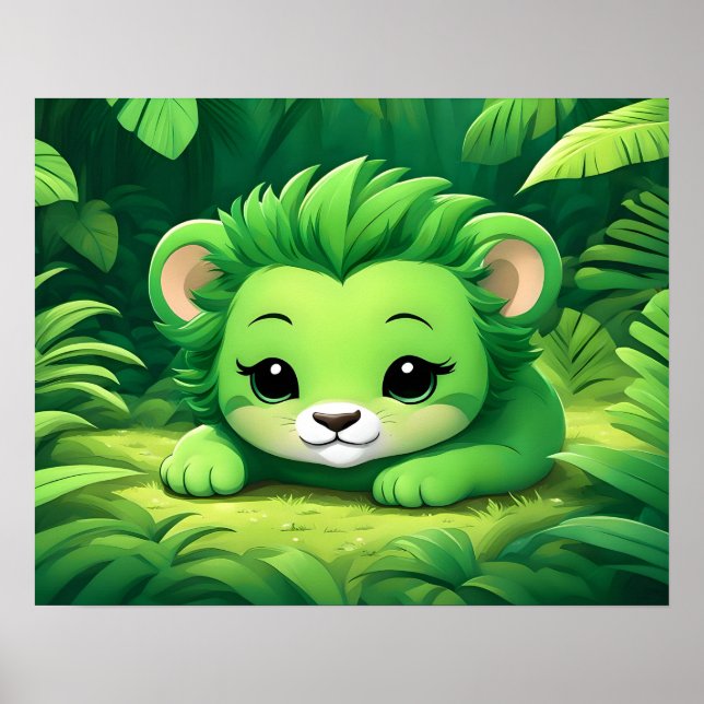 Póster Un club de leones verde en la jungla (Frente)