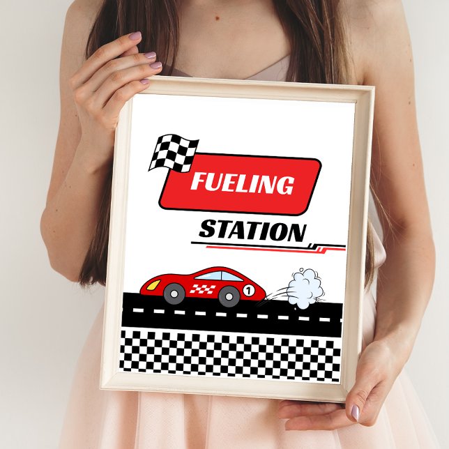 Póster Un coche de carrera roja retro rápido cumpleaños F (Subido por el creador)