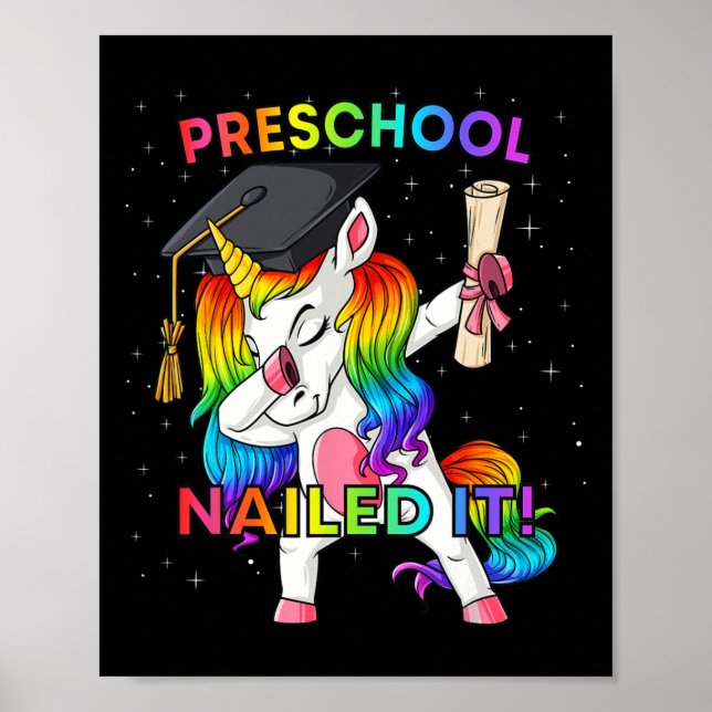 Póster Un colegio de niños de Unicornio con Dabbing fue e (Frente)