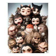 Un colorido grupo de lindos animales y otros