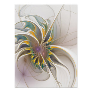 Póster Un colorido ornamento fractal. Resumen Arte de flo