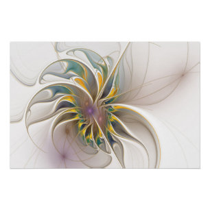 Póster Un colorido ornamento fractal. Resumen Arte de flo