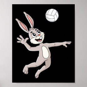 Póster Un conejo de Pascua golpeando a un Chica de voleib