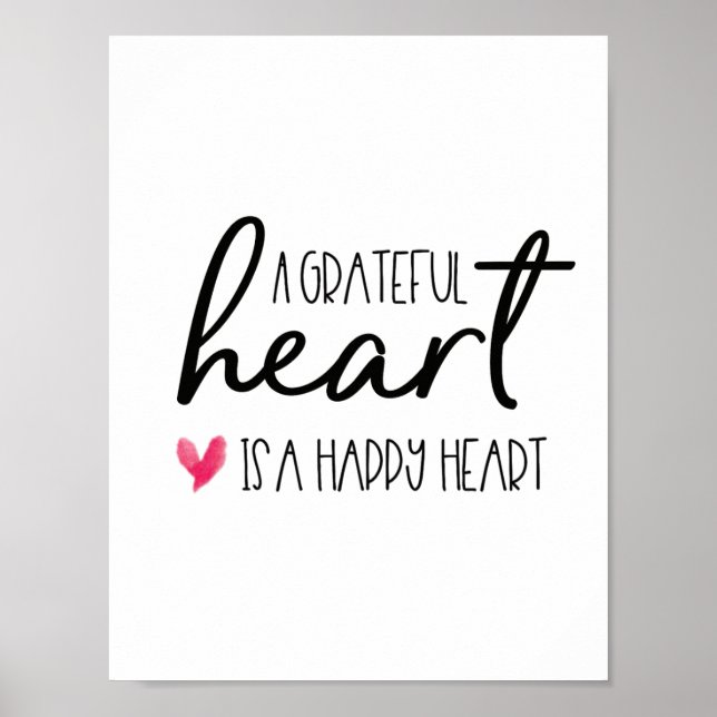 Póster Un corazón agradecido, es un corazón feliz Script (Frente)