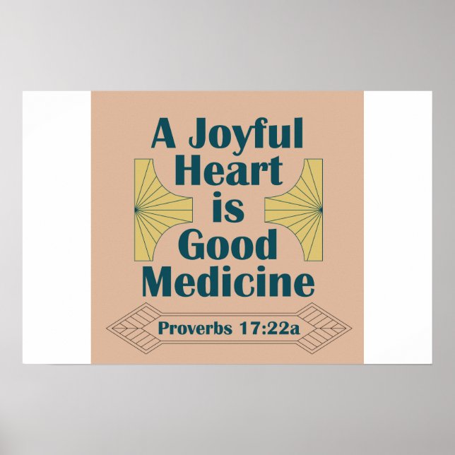 Póster Un corazón alegre es un buen proverbio de la medic (Frente)