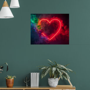 Póster Un Corazón Ardiente Fumando en una Pared Moderna