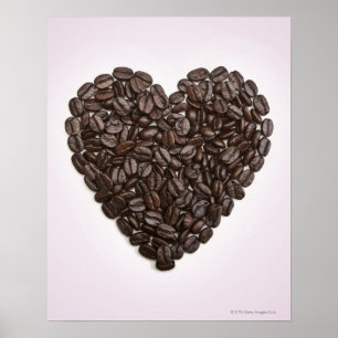 Póster Un corazón hecho de granos de café