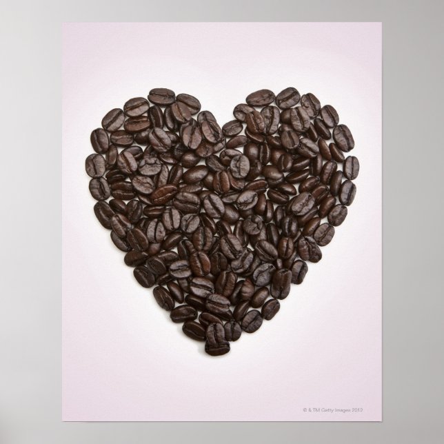 Póster Un corazón hecho de granos de café (Frente)